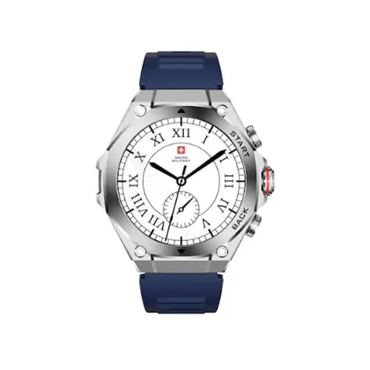 Swiss Military Smart Watch with Silver Frame & Blue Silicon Strap | SM-WCH-DOM6-SILF-BLUSS