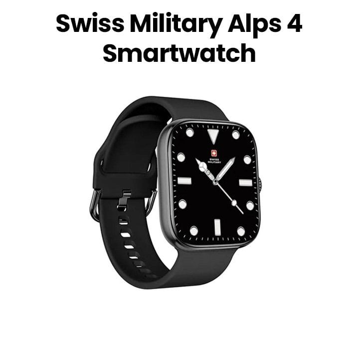 Swiss Military Smart Watch with Black Frame & Black Silicon Strap | SM-WCH-ALPS4-BLKF-BLKSS