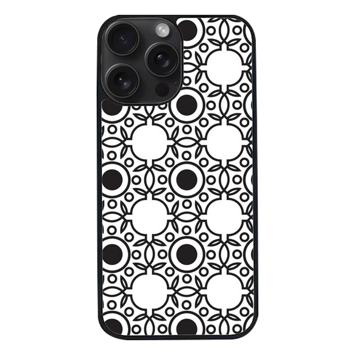 iPhone 15 Pro Max Black Case  Printed With Abstract Monochrome Seamless