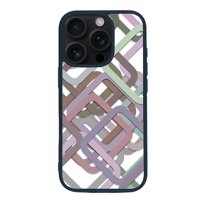 iPhone 16 Pro Max Black Case  Printed With Multicolour Square Background