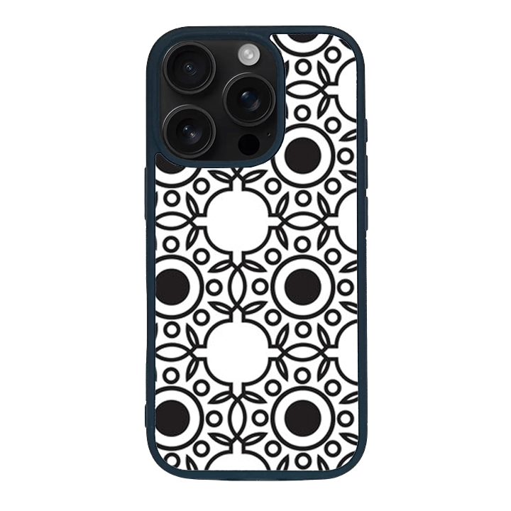 iPhone 16 Pro Max Black Case  Printed With Abstract Monochrome Seamless