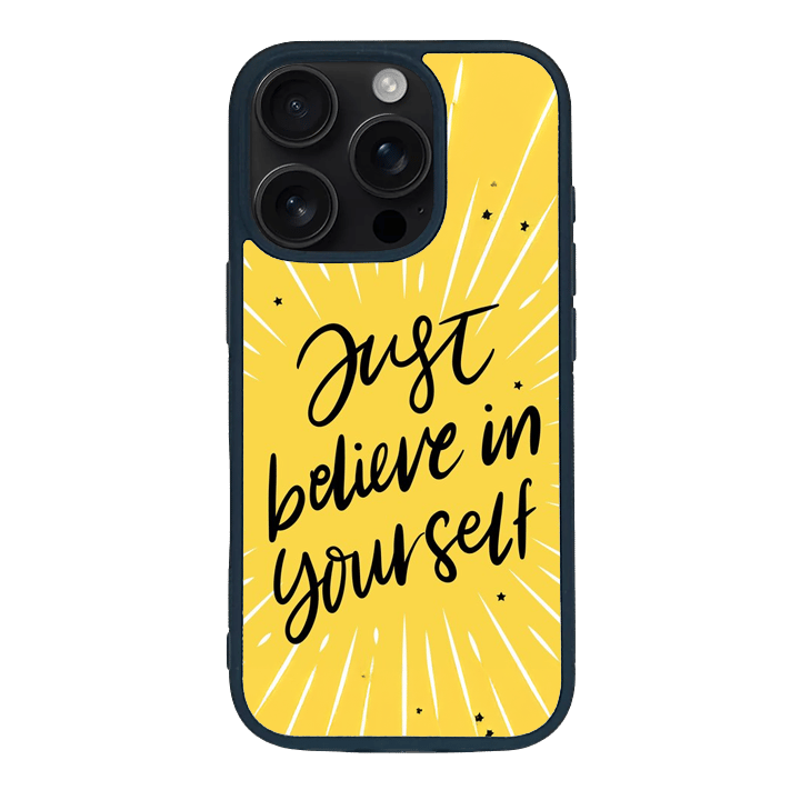 iPhone 16 Pro Max Black Case  Printed With Modern Motivation Quote Yellow Color