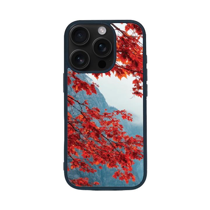 iPhone 16 Pro Black Case  Printed With Mountain Lake Autumn Landscape
