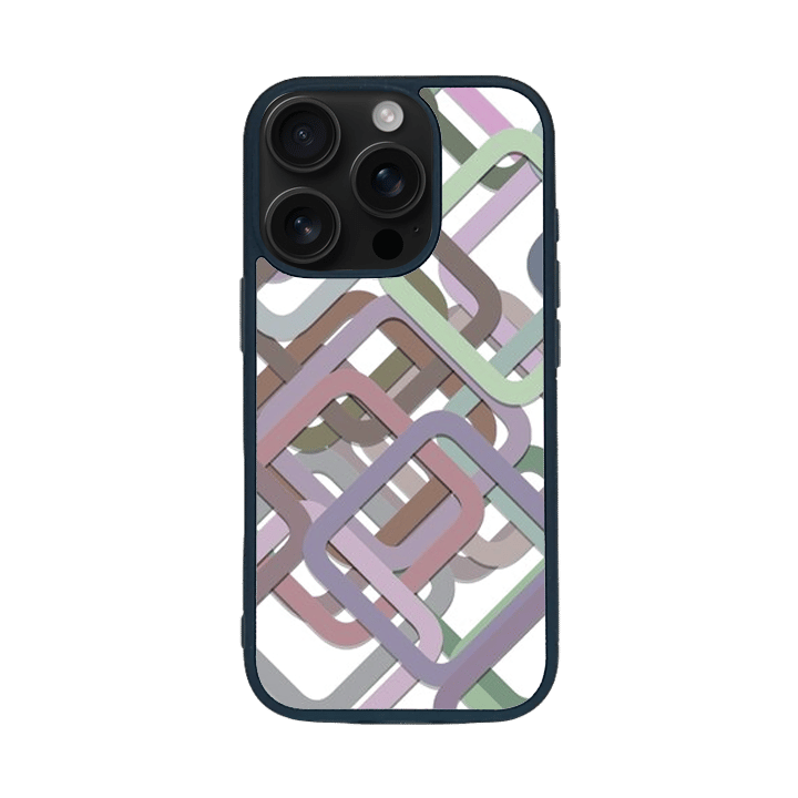 iPhone 16 Pro Black Case  Printed With Multicolour Square Background