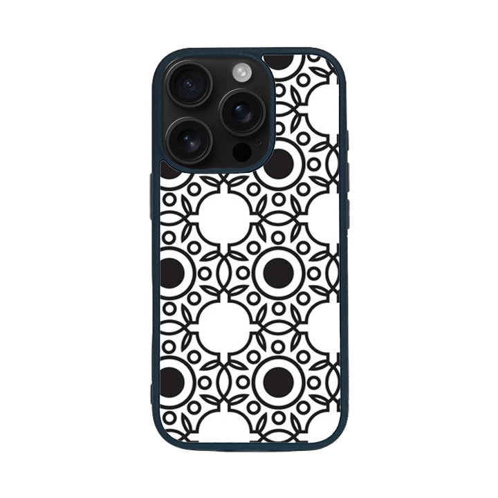 iPhone 16 Pro Black Case  Printed With Abstract Monochrome Seamless