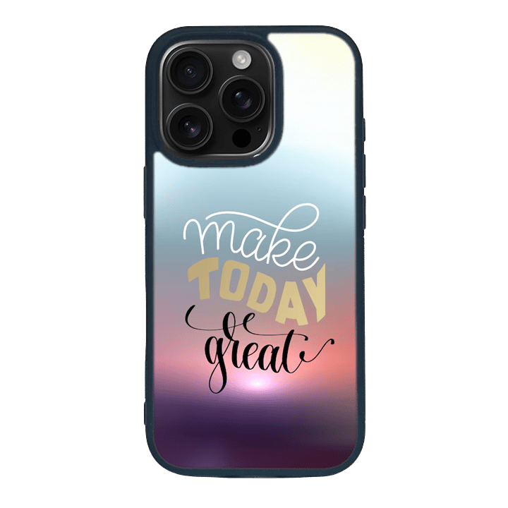 iPhone 16 Pro Black Case  Printed With Positive Quote Poster Sunset Blurred Background