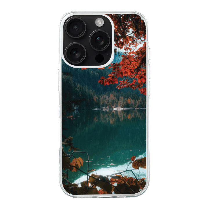 iPhone 16 Pro Max Transparant Case Printed With Brown Green Trees Beside River Daytime