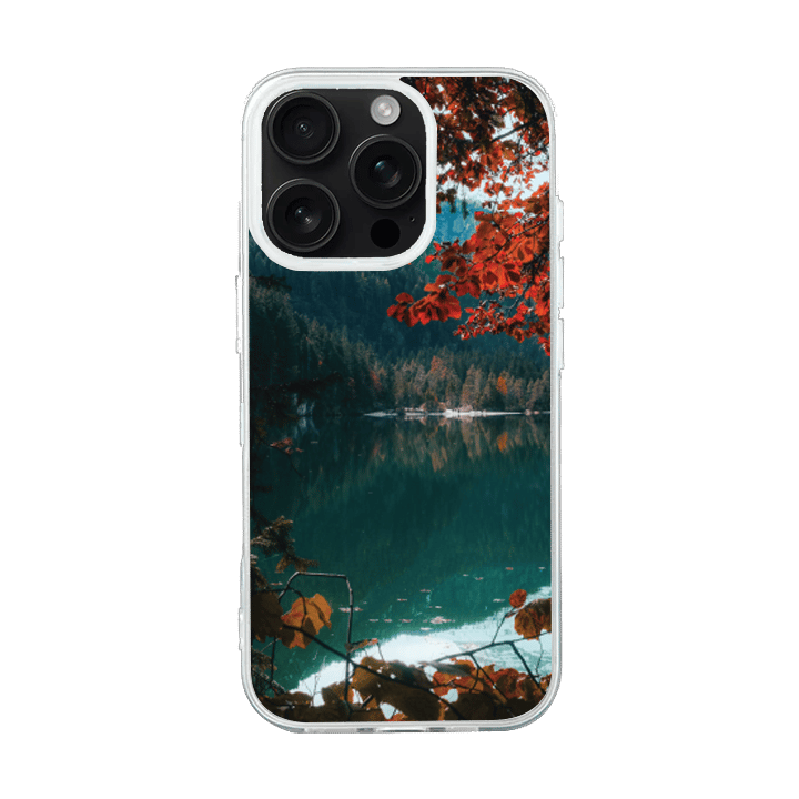 iPhone 16 Pro Transparant Case Printed With Brown Green Trees Beside River Daytime