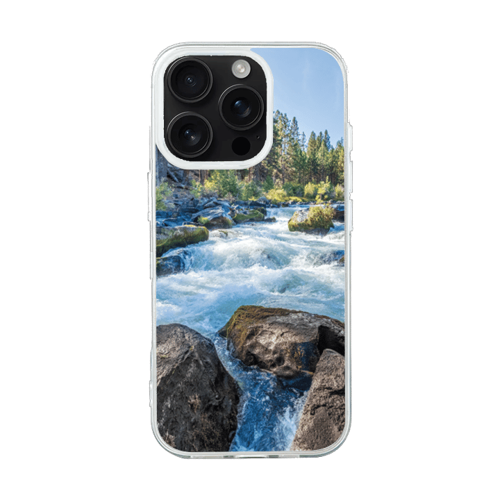 iPhone 16 Pro Transparant Case Printed With River Surrounded With Flowers Autumn Daytime