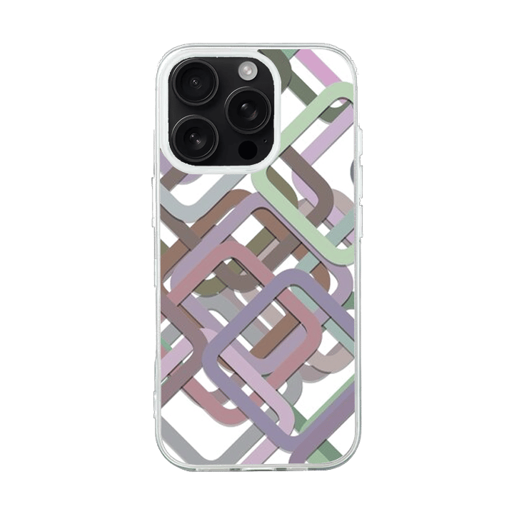 iPhone 16 Pro Transparant Case Printed With Multicolour Square Background