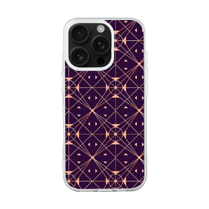 آيفون 16 برو جراب شفاف مطبوع عليه تدرج بنمط آرت ديكو