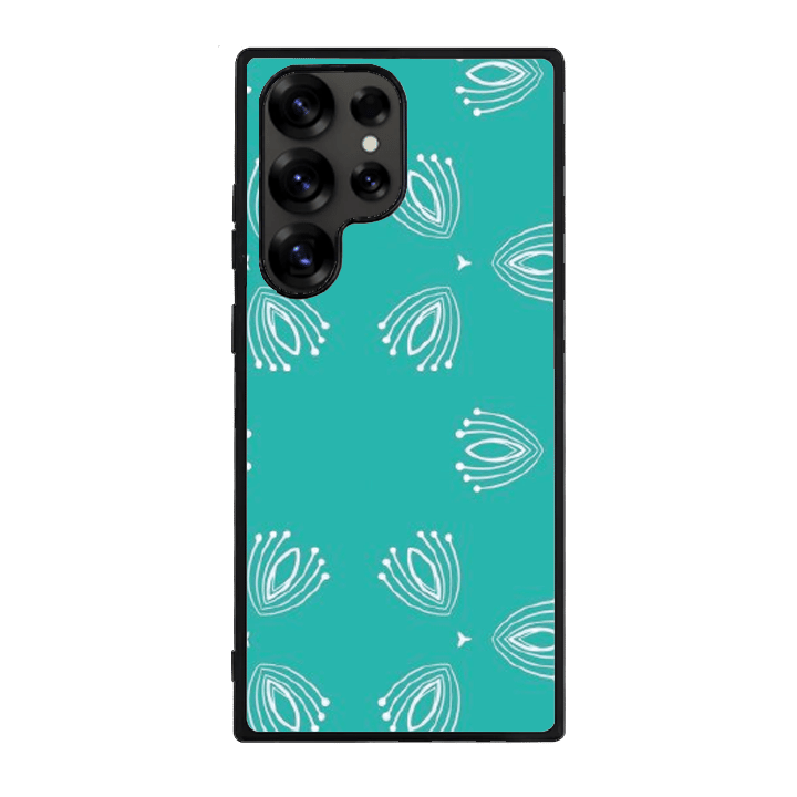 Samsung S25 Ultra Black Case  Printed With Nice Blue Background With White Pattern