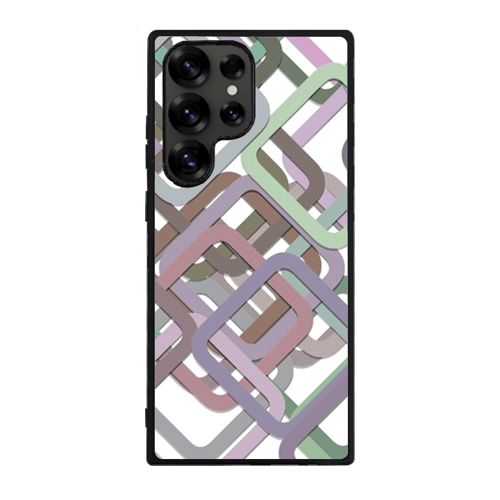 Samsung S25 Ultra Black Case  Printed With Multicolour Square Background
