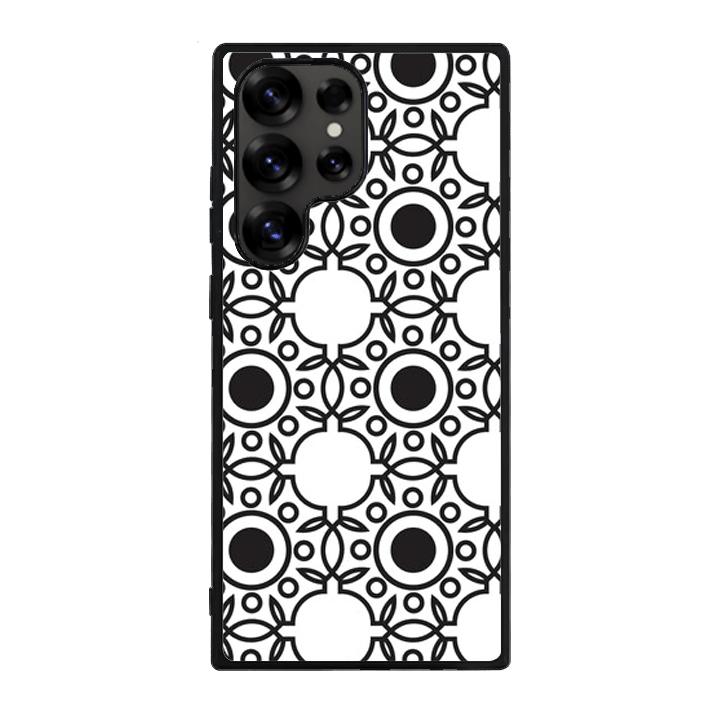 Samsung S25 Ultra Black Case  Printed With Abstract Monochrome Seamless
