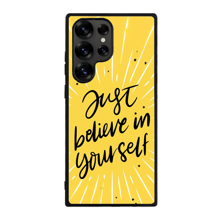 Samsung S25 Ultra Black Case Printed With Modern Motivation Quote Yellow Color