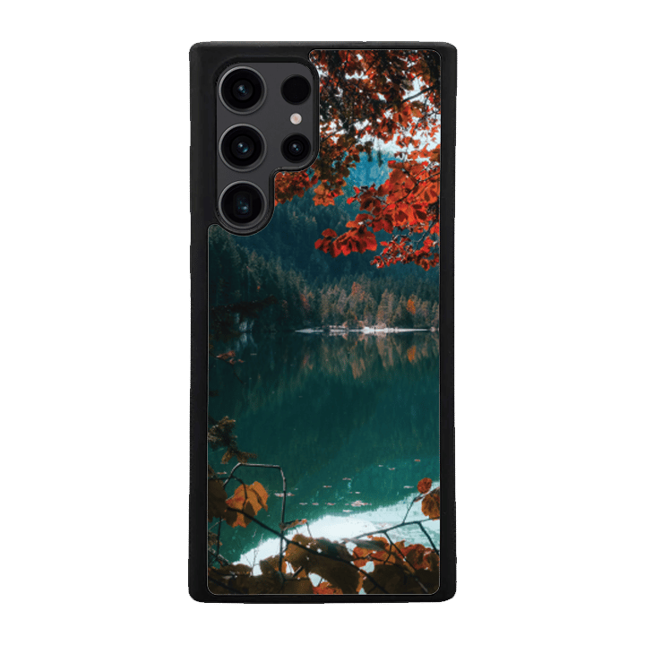 Samsung S24 Ultra Black Case Printed With Brown Green Trees Beside River Daytime