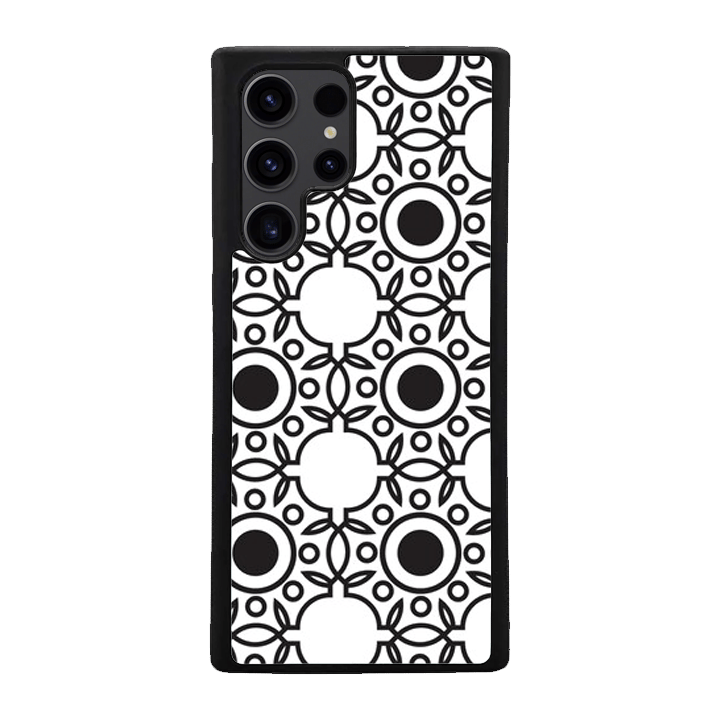 Samsung S24 Ultra Black Case  Printed With Abstract Monochrome Seamless