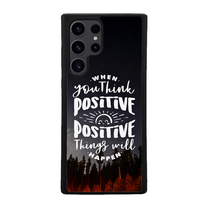 Samsung S24 Ultra Black Case Printed With Positive Quote Poster Sunset Blurred Background