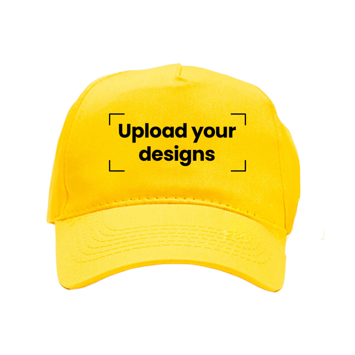Jumbo Print Heavy Brushed Cotton Cap 5 Panels with Polished Metal Buckle | Yellow