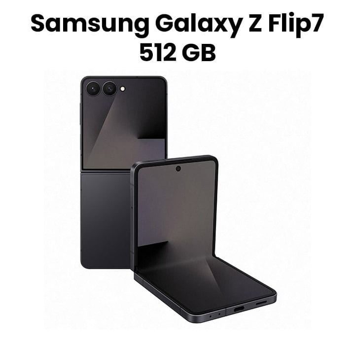 هاتف سامسونج جالكسي Z Flip7 بتقنية الجيل الخامس سعة 512 جيجابايت، شاشة FlexWindow، مزايا الذكاء الاصطناعي من جالكسي، كاميرتان خلفيتان وتصميم قابل للطي بحجم الجيب | أسود نفاث - SM-F766BZKEMEA