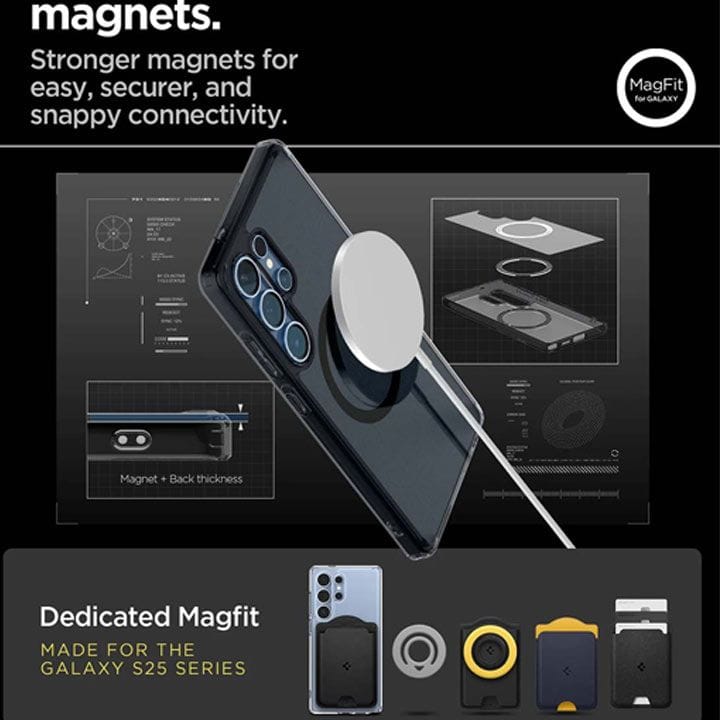 سبيجن غطاء جالاكسي S25 ألترا متوافق مع ماج سيف ومقاوم للسقوط | أسود ضبابي