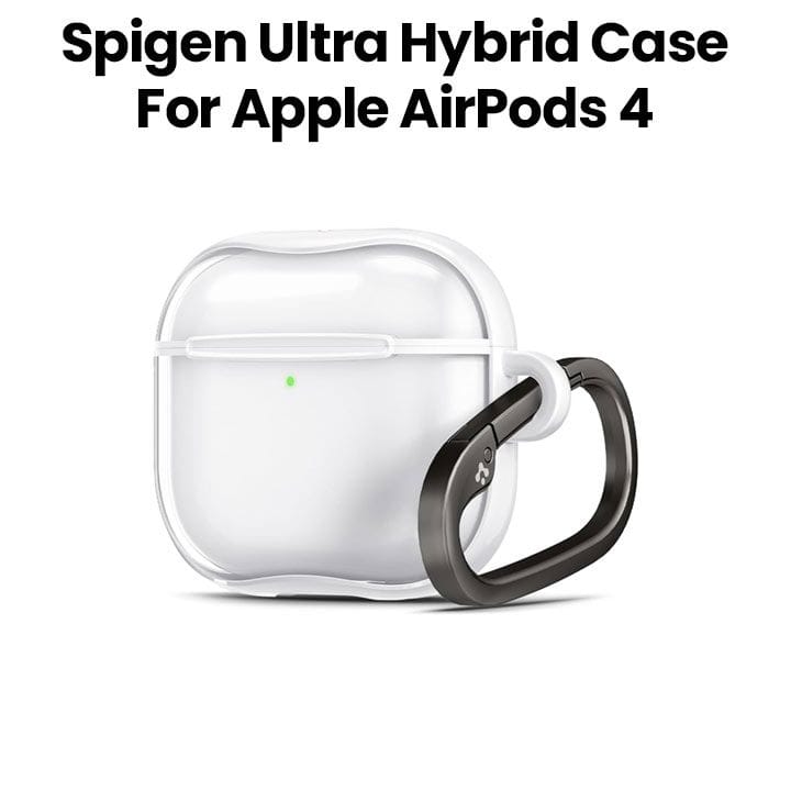 Spigen Apple AirPods 4 Ultra Hybrid Case Carabiner & Drop Protection | Clear