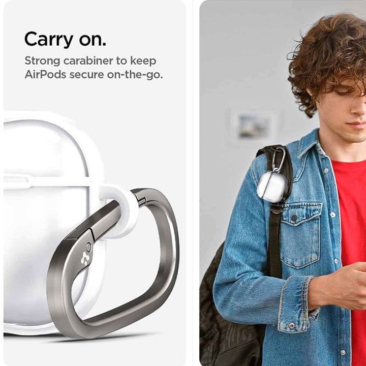 Spigen Apple AirPods 4 Ultra Hybrid Case Carabiner & Drop Protection | Clear