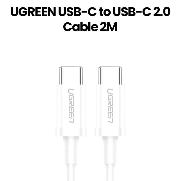 يوجرين كابل USB-C 2.0 إلى USB-C 2.0 بطول 2 متر أبيض UG-CBL-US264-USBC-USBC-2M-WHT