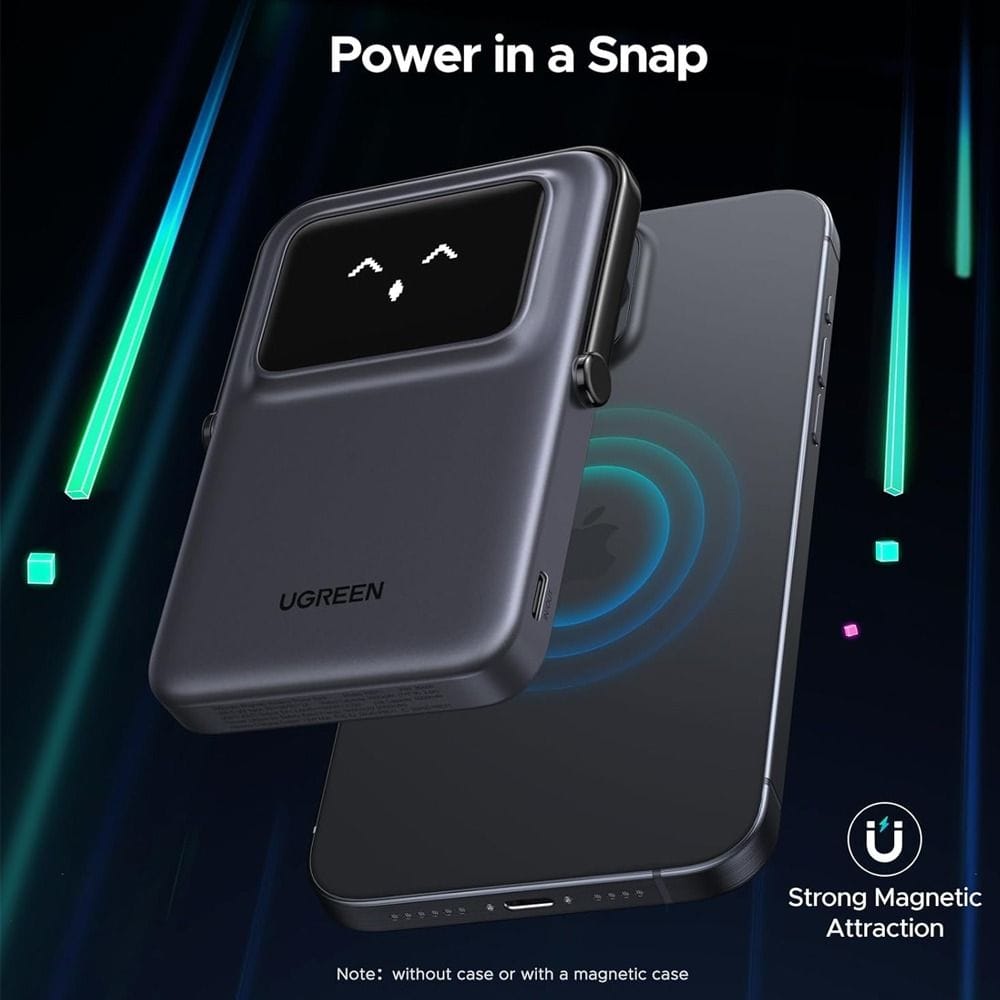 UGREEN 5,000mAh Mini Magnetic Robot Wireless 20W Power Bank | Purple Grey | UG-PB-MSAFE-PB571-5000C-GRY