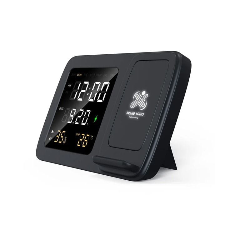 Rise Giftology Digital Alarm Clock & Wireless Charger | Black | ITWC1237