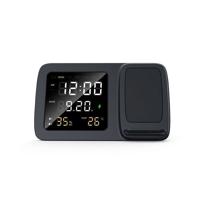 Rise Giftology Digital Alarm Clock & Wireless Charger | Black | ITWC1237
