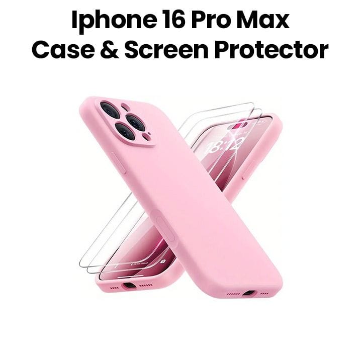 حزمة غطاء وواقي شاشة لهاتف آيفون 16 برو ماكس - زهري