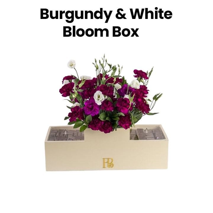 Burgundy & White Bloom Box | Burgundy & White