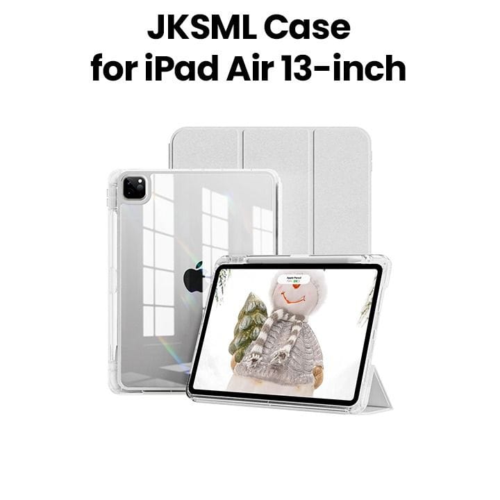 JKSML iPad Air 13" (M3/M2, 2025/2024) & iPad Pro 12.9" Case with Pencil Holder | Grey | B0F8NGJGKQ