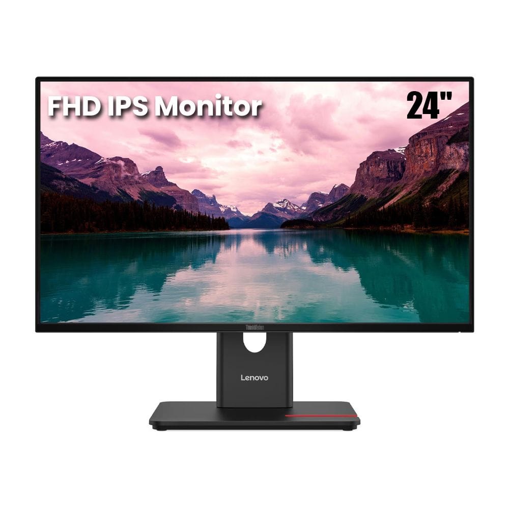 Lenovo ThinkVision 24-Inch FHD IPS Monitor, 100Hz Refresh Rate, NearEdgeless Display, TUV Low Blue Light & HDMI Connectivity | Black - 64A4MAT2UK