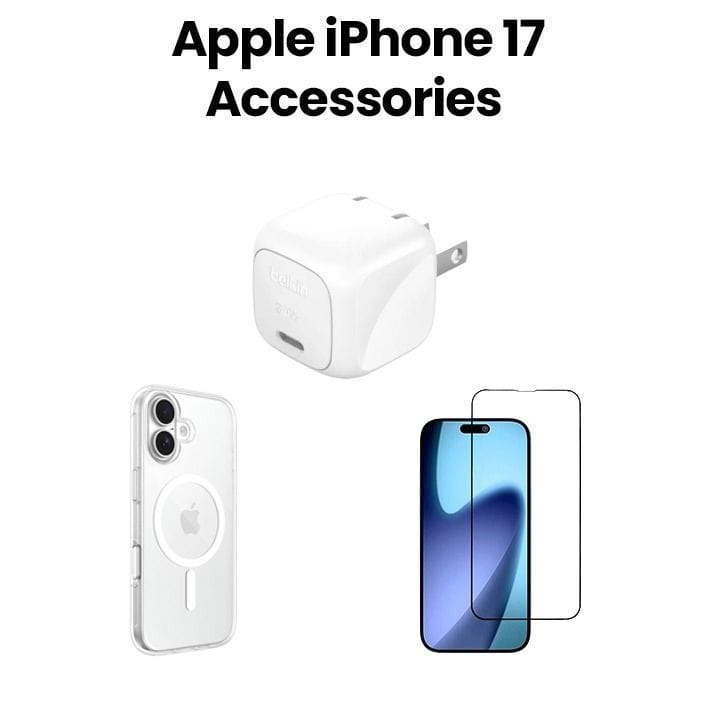 Belkin iPhone 17 Accessories Bundle MegSafe Clear Case + Glass Screen Protector + 30W USB-C Wall Charger | Transparen