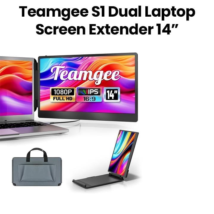 TeamGee S1 14" Laptop Screen Extender FHD 1080p IPS Portable Monitor | Black