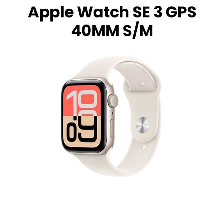 ساعة آبل SE 3 GPS مقاس 40 مم علبة ألمنيوم نجوم مع سوار رياضي نجوم S/M | MEH34AF/A