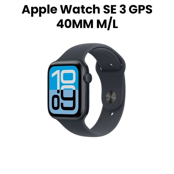 ساعة آبل SE 3 GPS مقاس 40 مم علبة ألمنيوم منتصف الليل مع سوار رياضي منتصف الليل M/L | MEHC4AF/A