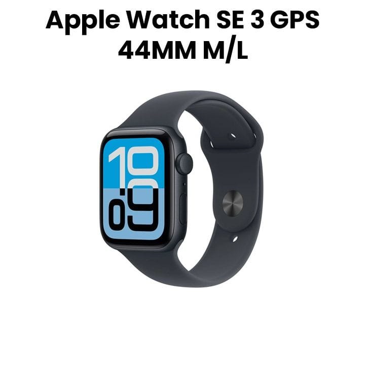 ساعة آبل SE 3 GPS مقاس 44 مم علبة ألمنيوم منتصف الليل مع سوار رياضي منتصف الليل M/L | MEHQ4AF/A