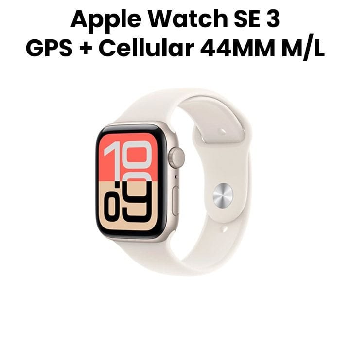 ساعة آبل SE 3 GPS + خلوي مقاس 44 مم علبة ألمنيوم نجوم مع سوار رياضي نجوم M/L | MEPF4AF/A
