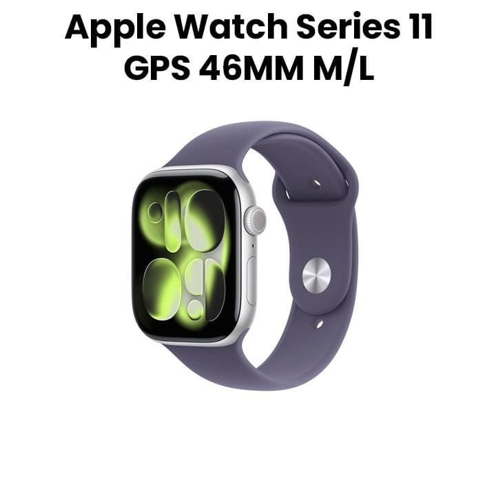 ساعة أبل سيريس 11 جي بي إس 46مم إطار من الألمنيوم فضي مع سوار رياضي لون ضباب بنفسجي حجم متوسط/كبير | MEVA4AF/A