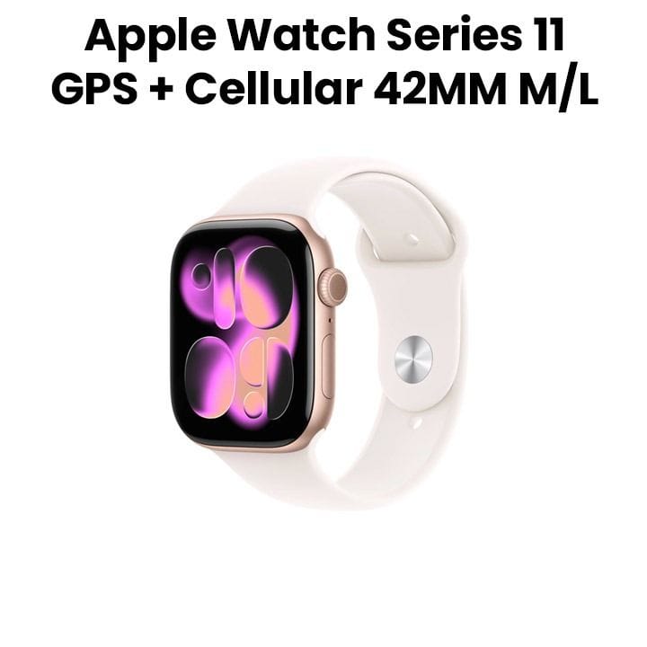 Apple Watch Series 11 GPS + Cellular 42mm Rose Gold Aluminium Case with Light Blush Sport Band M/L | MF8F4AF/A