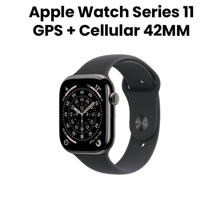 Apple Watch Series 11 GPS + Cellular 42mm Slate Titanium Case with Black Sport Band M/L | MF8T4AF/A