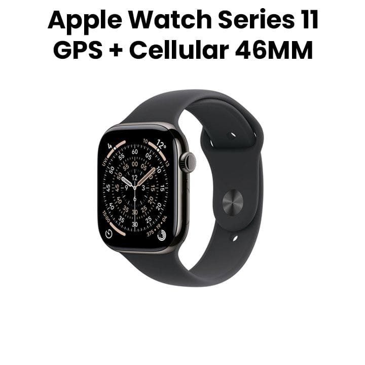 Apple Watch Series 11 GPS + Cellular 46mm Slate Titanium Case with Black Sport Band M/L | MFD24AF/A