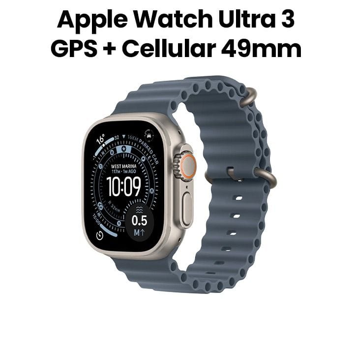 Apple Watch Ultra 3 GPS + Cellular 49mm Natural Titanium Case with Anchor Blue Ocean Band | MEWH4AF/A
