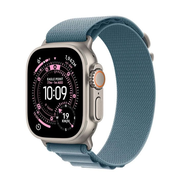 Apple Watch Ultra 3 GPS + Cellular 49mm Natural Titanium Case with Light Blue Alpine Loop Small | MEWK4AF/A