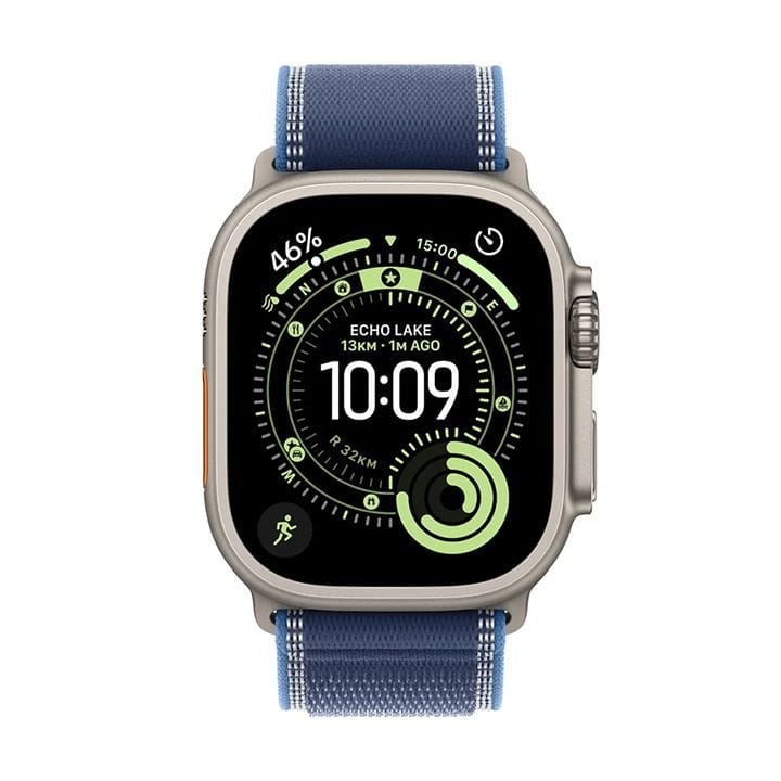 Apple Watch Ultra 3 GPS + Cellular 49mm Natural Titanium Case with Blue/Bright Blue Trail Loop S/M | MEWR4AF/A