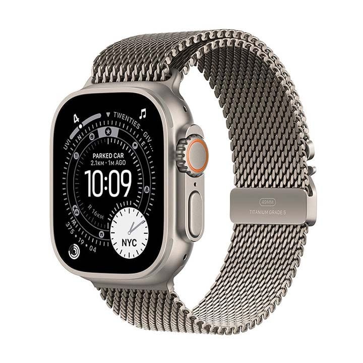 Apple Watch Ultra 3 GPS + Cellular 49mm Natural Titanium Case with Natural Titanium Milanese Loop Small | MEWW4AF/A