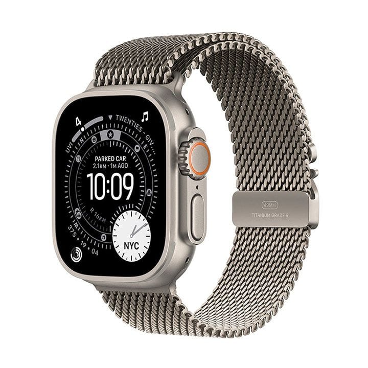 Apple Watch Ultra 3 GPS + Cellular 49mm Natural Titanium Case with Natural Titanium Milanese Loop Medium | MEWY4AF/A